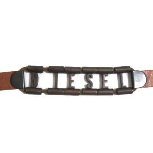 DIESEL ベルト レディース レザー ナローベルト ハトメタイプ ブラウン ロゴ 85