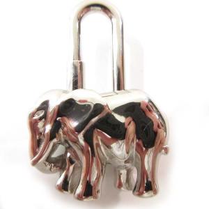 HERMES プレオウンド エレファントモチーフ 象 カデナ パドロック チャーム ネックレストップ シルバー