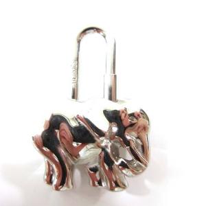 HERMES プレオウンド エレファントモチーフ 象 カデナ パドロック チャーム ネックレストップ シルバー