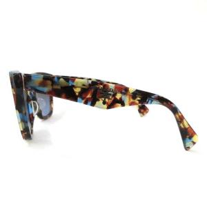 PRADA 美品 サングラス ウェリントン フルリム セルフレーム デミ柄 5619 140 紺 ネイビー マルチカラー