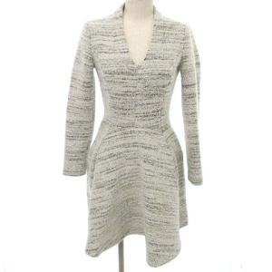 EPOCA ワンピース ひざ丈 スカート セーター ニット ウール混 バックファスナー ポケット  38 Mサイズ相当 ホワイト