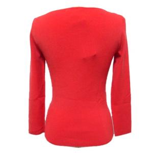 EPOCA 近年 タグ付き 9分袖 九分袖 カットソー ニット Vネック レッド 40 キュプラ ナイロン