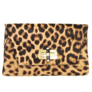 クラッチバッグ ハラコ ヒョウ柄 ウォレットバッグ パーティー カジュアル ベージュ