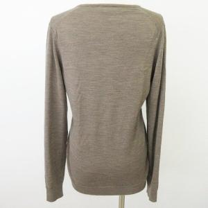 JOHN SMEDLEY ニット 長袖 カットソー Vネック ウール100％ 薄手  カジュアル S 無地 ブラウン