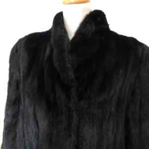 SAGA MINK 美品 ランチミンク コート ロング丈 ホック 銀サガ 13 XL 黒 ブラック