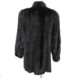 SAGA MINK 美品 ランチミンク コート ロング丈 ホック 銀サガ 13 XL 黒 ブラック