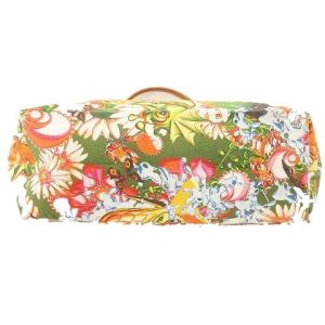 Longchamp ヴィンテージ トートバッグ 鞄 カバン プリント 花柄 緑 グリーン系 マルチカラー IBO26