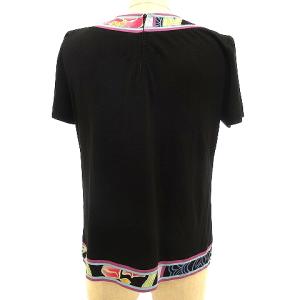 LEONARD FASHION 美品 半袖 カットソー ラインストーン 38 M 黒 ブラック IBO26