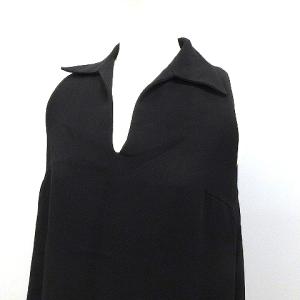 SYBILLA 美品 ワンピース ノースリーブ ミニ Aライン レーヨン 40 M 黒 ブラック IBO26