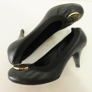 TORY BURCH パンプス マルチロゴ ドレスアップ アーモンドトゥ ピンヒール レザー ワンポイント 切替 ゴールド金具 フォーマル 8 1