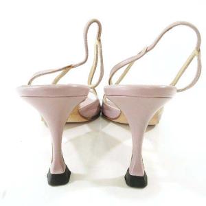 MANOLO BLAHNIK サンダル ピンヒール ハイヒール アンクルストラップ レザー フォーマル 34 ベージュ ピンク イタリア製