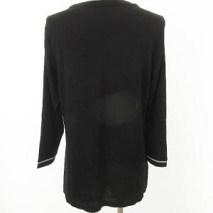 LEONARD ファッション FASHION 美品 長袖 カーディガン ニット 羽織り Vネック 花柄 38 Mサイズ相当 黒 ブラック IBO26