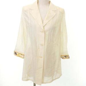 ファッション FASHION 鹿の子 ロング丈 シアージャケット プリント 切替 ロゴボタン 無地 コットン 9R Mサイズ相当