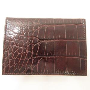 GIANNI VERSACE 名刺入れ カードケース パスケース サンバースト ゴールド金具 レザー ブラウン