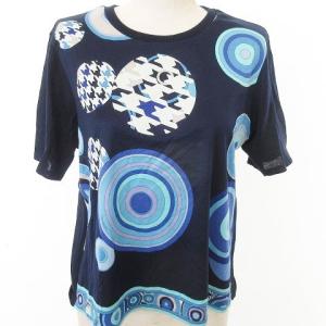 ファッション FASHION 半袖 カットソー Tシャツ トップス クルーネック ドット 千鳥 コットン LL 大きいサイズ