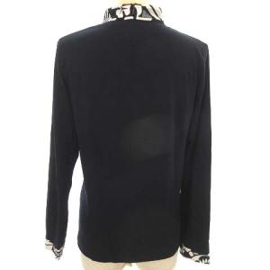 LEONARD SPORT 長袖 カットソー シャツ トップス ハイネック 総柄 ロゴ リヨセル 40 ネイビー ホワイト