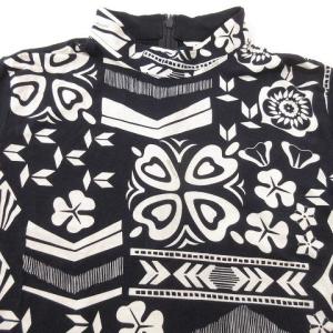 LEONARD SPORT 長袖 カットソー シャツ トップス ハイネック 総柄 ロゴ リヨセル 40 ネイビー ホワイト