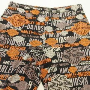 HARLEY DAVIDSON ヴィンテージ VINTAGE イージーパンツ ロング丈 総柄 ブランドロゴ コットン100％ ウエストゴム L 黒 ブラック