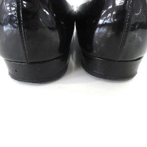 PRADA パンプス ローヒール リボン パテントレザー 36.5 バイカラー ブラック カーキ