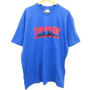 21FW Thrasher コラボ Skyline Tee Tシャツ 半袖 ワンポイント ブルー