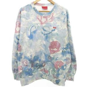 Supreme 21SS small box logo crew Watercolor Floral L 青