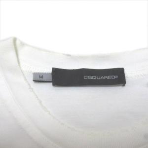 DSQUARED2 Tシャツ 半袖 カットソー ダメージ加工 プリント 白 ホワイト M コットン X