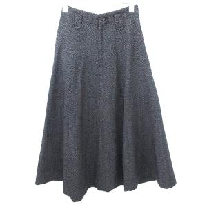 美品 ヴィンテージ ロングスカート フレアー ジップ ウール S 杢グレー