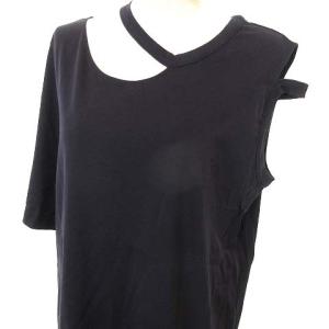 美品 アシンメトリー カットソー アシメ トップス S51GC0393 無地 コットン S 紺 ネイビー