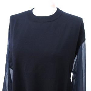 HYKE 美品 21SS SHEER CREWNECK 長袖 カットソー ニット スリット シアースリーブ 袖スケ コットン 1 S