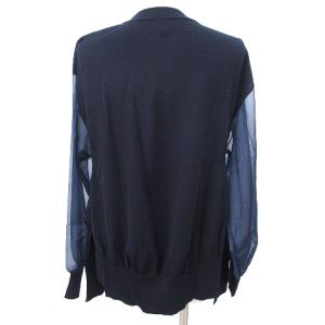 HYKE 美品 21SS SHEER CREWNECK 長袖 カットソー ニット スリット シアースリーブ 袖スケ コットン 1 S