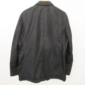 COMME des GARCONS HOMME 90s ヴィンテージ テーラードジャケット 総裏地 フリル ナイロン ポケット ボタン開閉 S 黒 ブラック HJ-100265