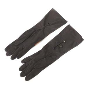 PRADA ロング レザー グローブ 手袋 カラーパッチ  スナップボタン 7.5 ブラウン イタリア製