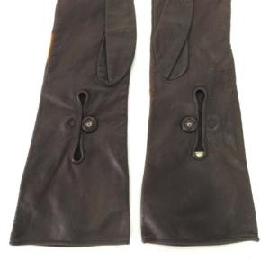 PRADA ロング レザー グローブ 手袋 カラーパッチ  スナップボタン 7.5 ブラウン イタリア製