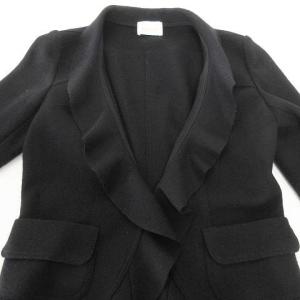 Harrods スカートスーツ セットアップ ジャケット ひざ丈 タイト フリル ウール ブラック