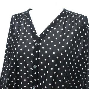 UNITED ARROWS 近年 スカートスーツ ロング フレアー ドット柄 コットン 38 ブラック