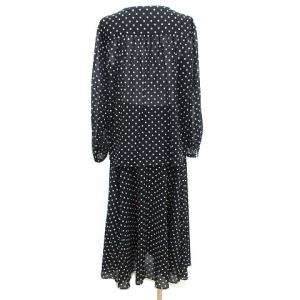 UNITED ARROWS 近年 スカートスーツ ロング フレアー ドット柄 コットン 38 ブラック