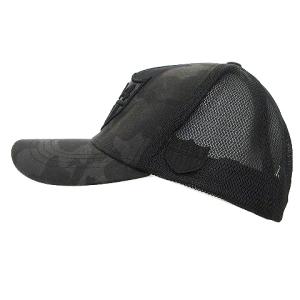 YOSHINORI KOTAKE DESIGN キャップ 帽子 メッシュ スナップバック フロッキー刺繍 迷彩柄 カモ ナイロン F ブラック