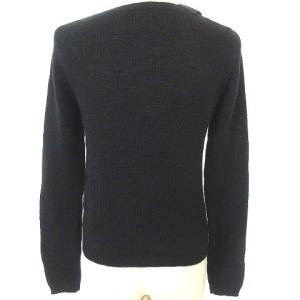 PRADA カシミヤ100% カーディガン ニット リボン クルーネック セーター イタリア製 38 ブラック