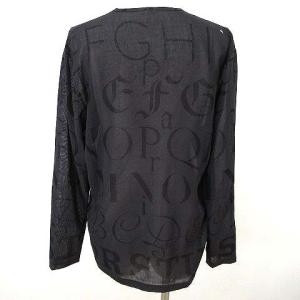 HERMES マルジェラ期 長袖 カットソー アルファベット 国内正規 総柄 ウール S 黒 ブラック IBO27