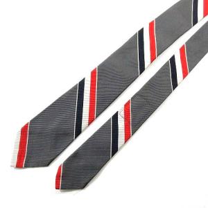 THOM BROWNE ネクタイ ナロータイ トリコロールストライプ ビジネス シルク グレー IBO27