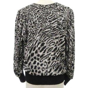 LEONARD 90S カットソー 長袖 ヒョウ柄 レオパード柄 ブラウス シルク混ウール M 黒 ブラック IBO27