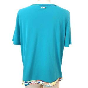 LEONARD SPORT カットソー 半袖 ビジューボタン Vネック 44 L 緑 グリーン IBO27