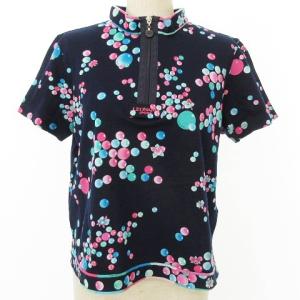 ポロシャツ ゴルフウェア スタンドカラー 半袖 ハーフジップ ダークネイビー