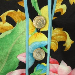 LEONARD Fashion ポロシャツ 半袖 花柄 大判 総柄 コットン L 黒 ブラック IBO27 A1007