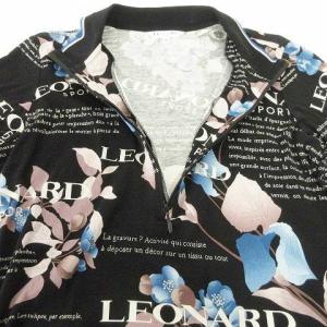 LEONARD SPORT ポロシャツ 長袖 ハーフジップ ゴルフウェア 花柄 ロゴ 44 ブラック