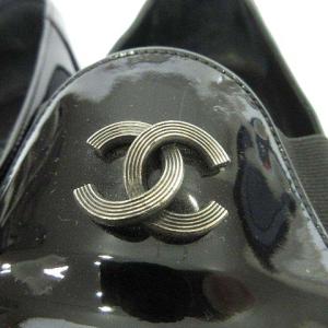 CHANEL パテントレザーローファー ココマーク 24cm 黒