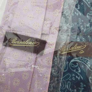 Borsalino 2本セット ネクタイ レギュラータイ ビジネス 刺繍 総柄 シルク 緑 グリーン 薄紫 ライトパープル FFL
