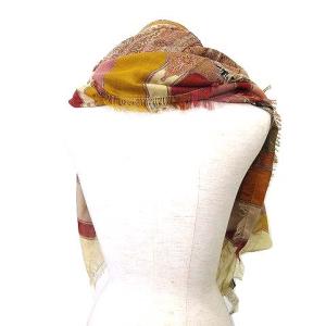 HERMES ストール カシミヤ シルク ペイズリー 花柄 ピンク