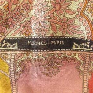 HERMES ストール カシミヤ シルク ペイズリー 花柄 ピンク
