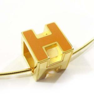 HERMES カージュドアッシュ Hキューブ ネックレス  オレンジ
